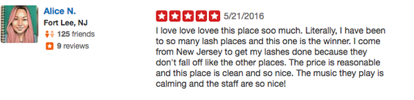 Best eyelash extension salon testimonial by real customer
